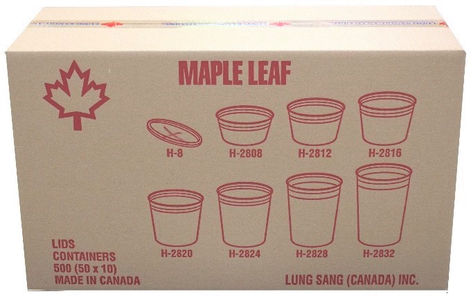 H-8, Plastic Lids (500 PC) Maple Leaf