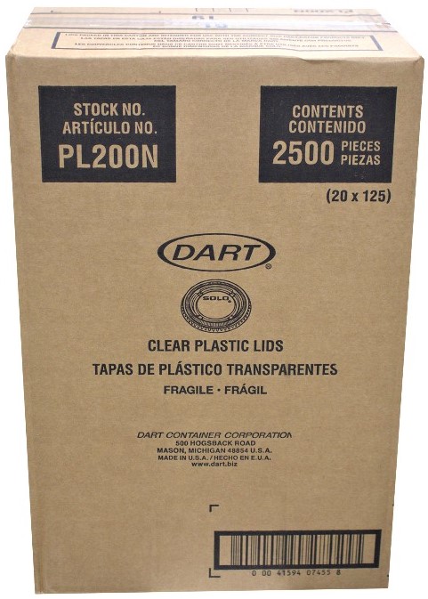 PL200N, Clear Plastic Lids (2500 PC) Dart