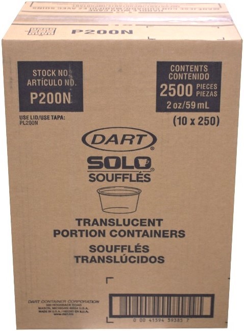 P200N, Translucent Portion Containers (2500 PC) Dart