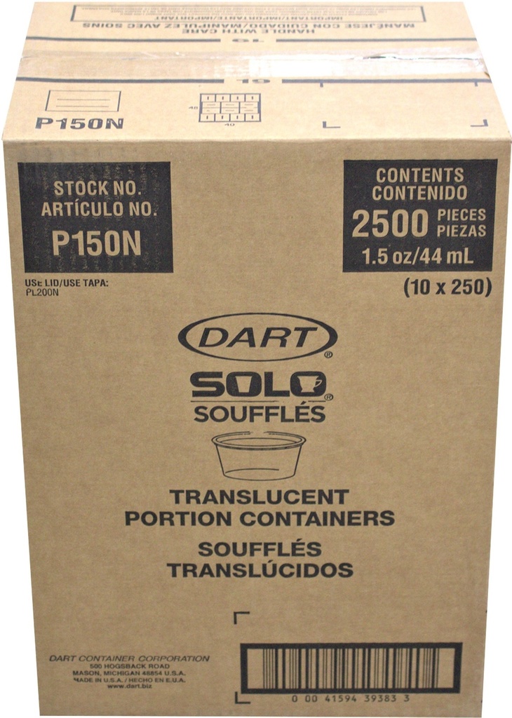 P150N, Translucent Portion Containers (2500 PC) Dart