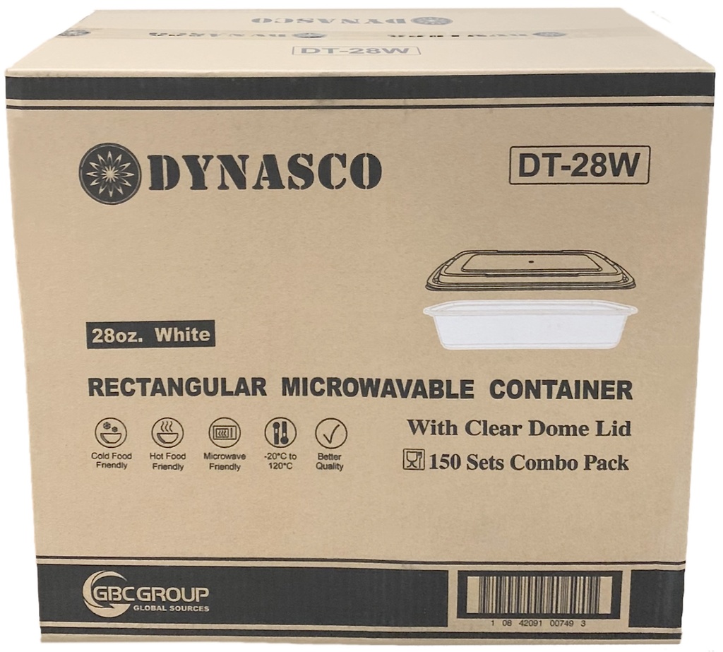 DT-28W, White Rectangular Containers (150SET) Dynasco