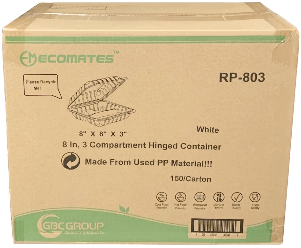 RP-803, 3 Compartment Square Containers (150PC) Ecomates
