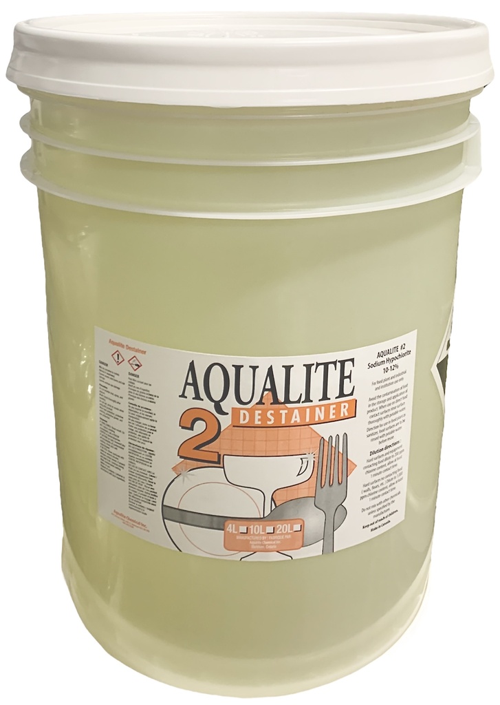 #2, Destainer Sodium Hypochlorite 10%-12% (20 L) Aqualite
