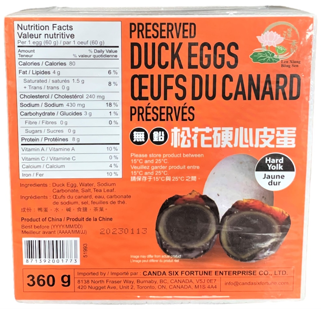Preserved Duck Eggs (360 g) Len Xiang