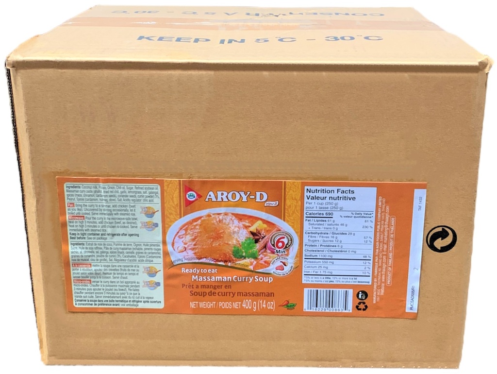 Massaman Curry Soup Ready to Eat (24x400 g) Aroy-D