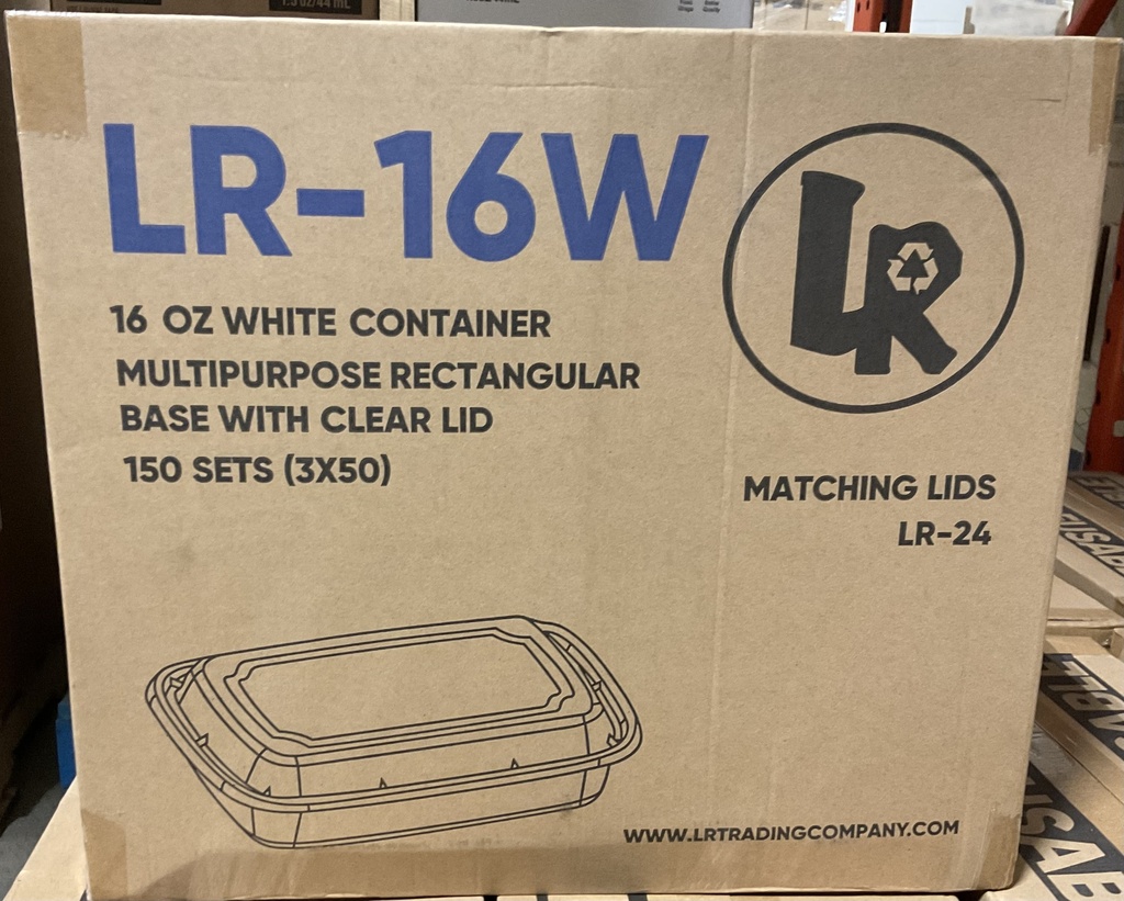 LR-16W, 16oz White Rectangular Container Combo (150SET) LR