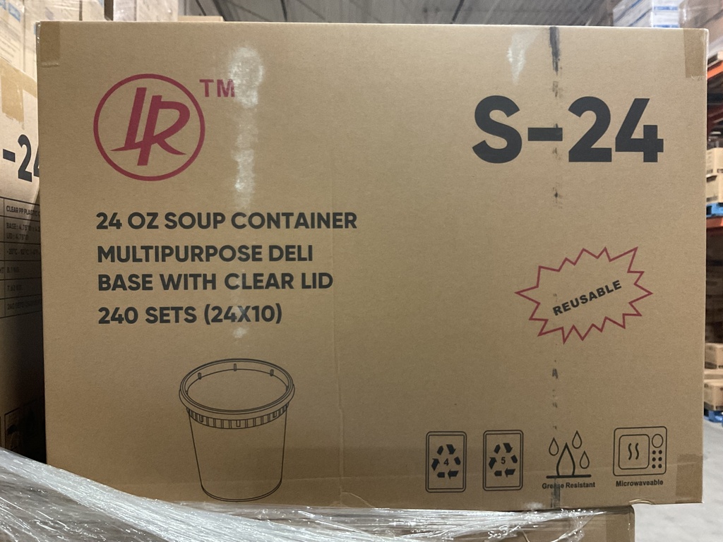 S-24, 24oz Soup Container Deli Base with Clear Lid (240 SET) LR
