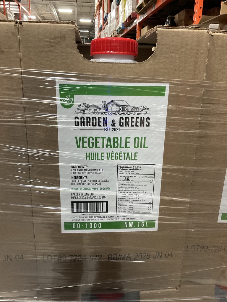 G0-1000, Box Vegetable Oil (16 L) Garden & Greens