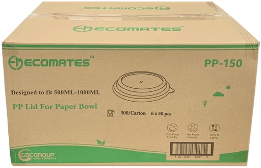 [*89313] PP-150, Lids for Paper Bowls (300 PC) Ecomates