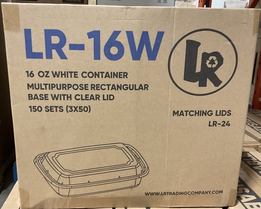 [*84442+1963@1] LR-16W, 16oz White Rectangular Container Combo (150SET) LR