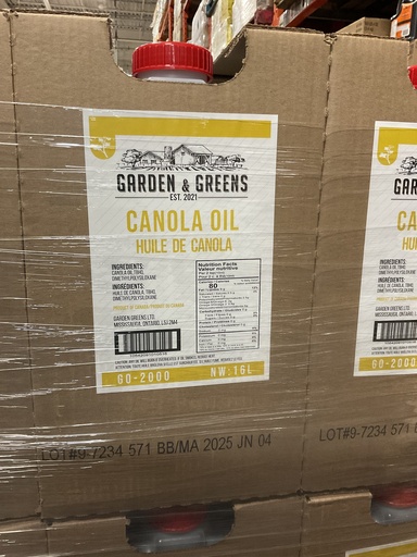 [*43206] G0-2000, Box Canola Oil (16 L) Garden & Greens